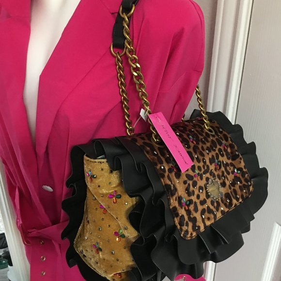 Betsey Johnson Leopard Large Handbag - So rich in Color New - Picture 6 of 6